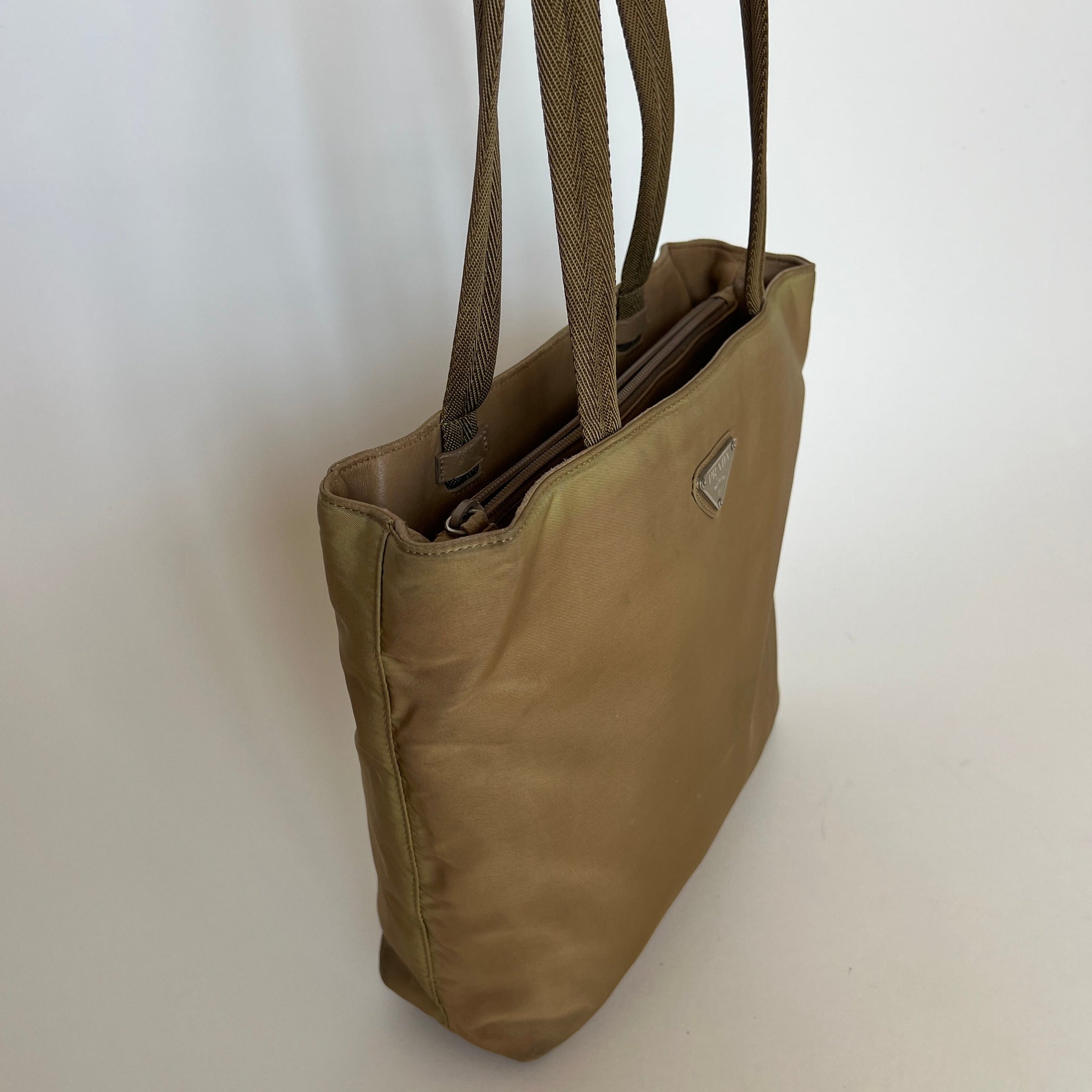 Prada Nylon Tessuto Tote Bag - Army Beige